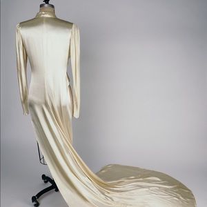Vintage Bridal Cream Satin 1940s bolero with Train
